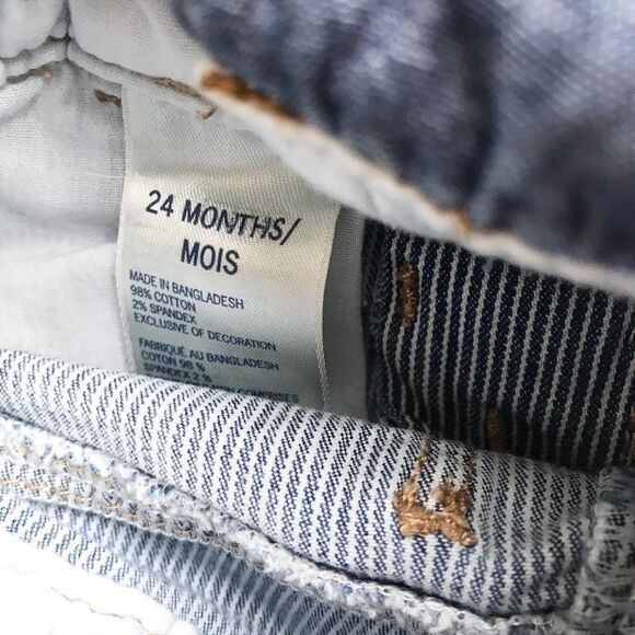 Oshkosh blue stripe button denim overalls EUC 24m - Picture 4 of 5